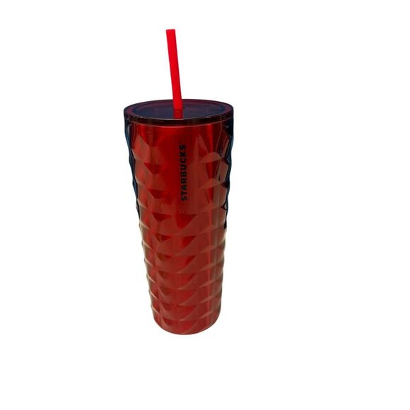 Starbucks Other - Starbucks Red Diamond Studded Cold Cup Tumbler with Straw 24oz Venti New